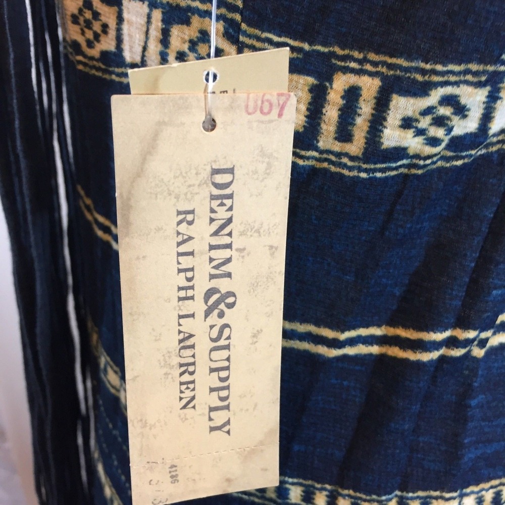 Denim & Supply Ralph Lauren Maxi Dress Tribal Print Crochet Fringe Halter S Boho - Picture 7 of 10
